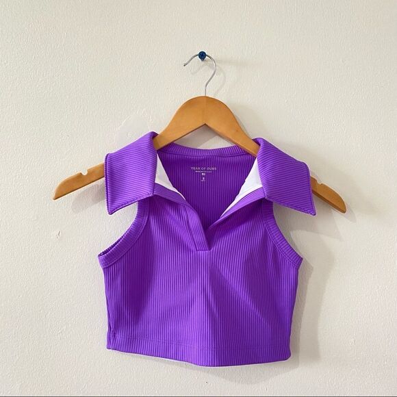 NWOT Anthropologie Year Of Ours Gabriella Crop Top In Lilac - Picture 3 of 6
